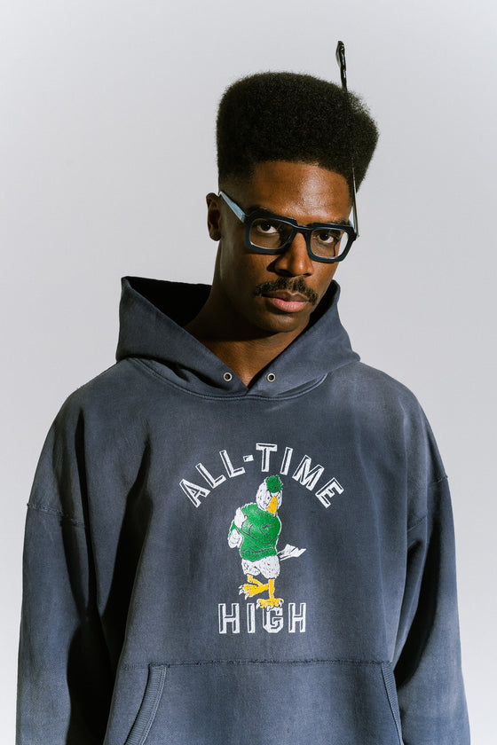 Flocked Eagle Hoodie (Vintage Navy)