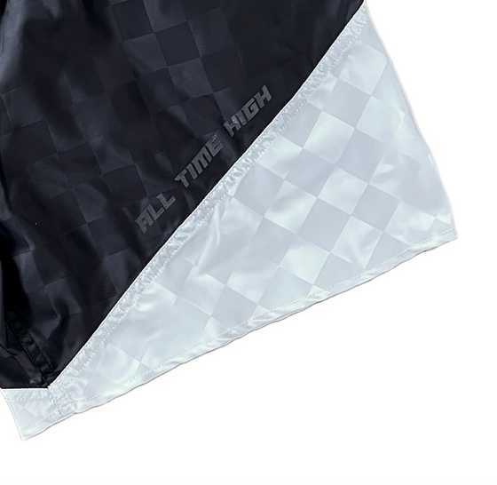 Checkerboard Football Shorts (Black/Silver)