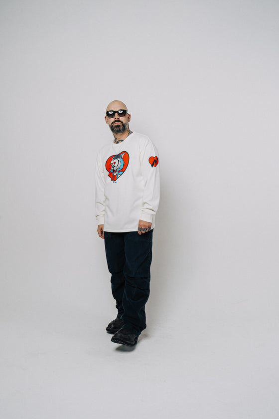You Idiot Long Sleeve Shirt (Washed White)