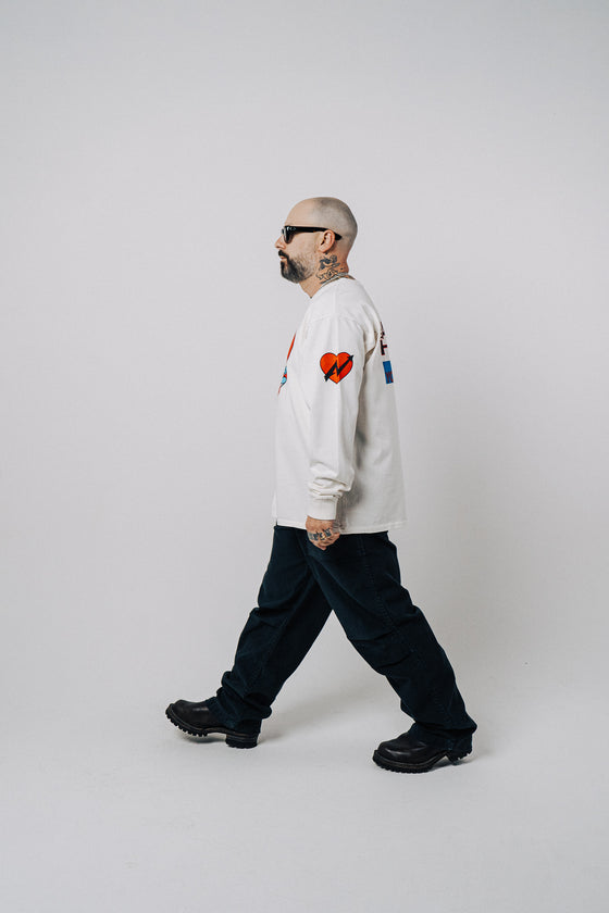 You Idiot Long Sleeve Shirt (Washed White)