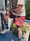Hambria Cut-Off Sweatshorts (Cherry)