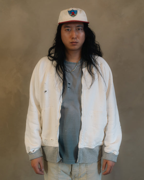 Campus Zip-Up Sweatshirt (White/Grey)