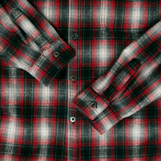 Cotton Flannel Work Shirt (Red Shadow)