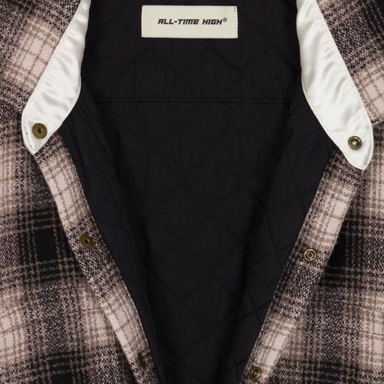 Quilt Lined Wool/Cotton Flannel Shirt Jacket (Brown/Black)