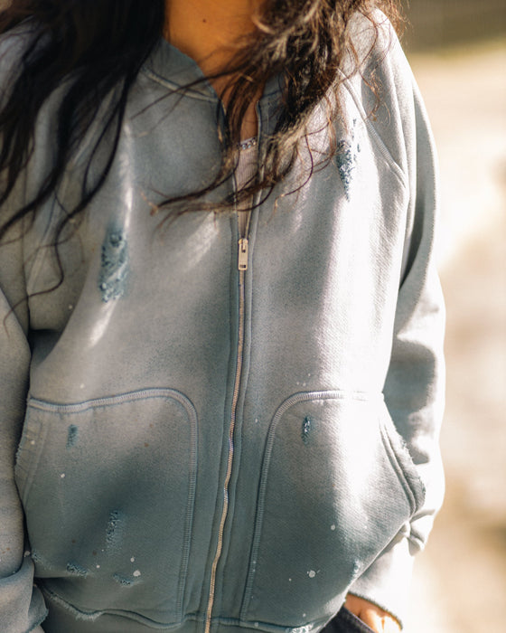 Campus Zip-Up Sweatshirt (Cadet Blue)