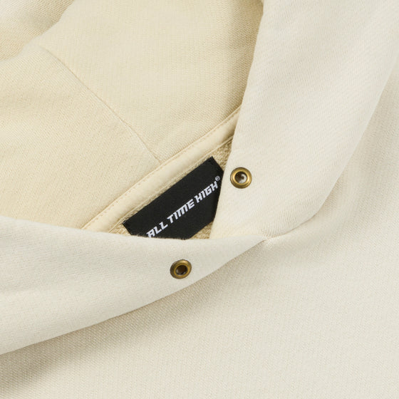detail of white sand darted french terry hoodie
