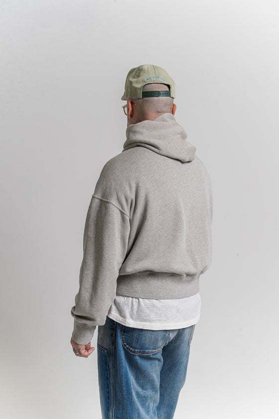 Embroidered Brushed Fleece Hoodie (Vintage Heather Grey)