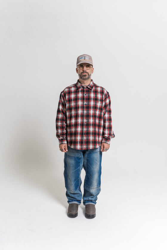 Cotton Flannel Work Shirt (Red Shadow)